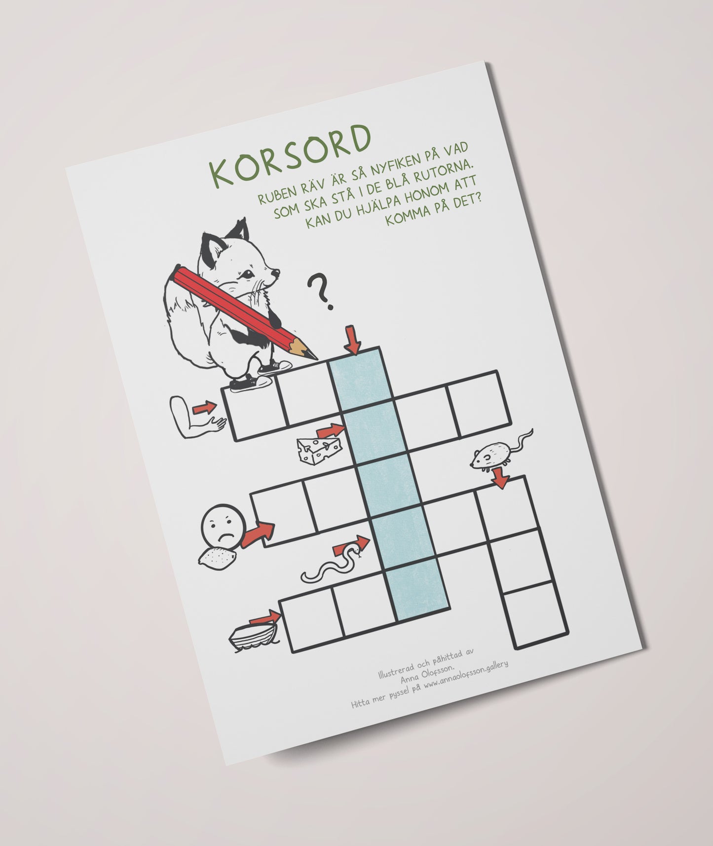 Korsord. PDF-fil för nedladdning och egen utskrift